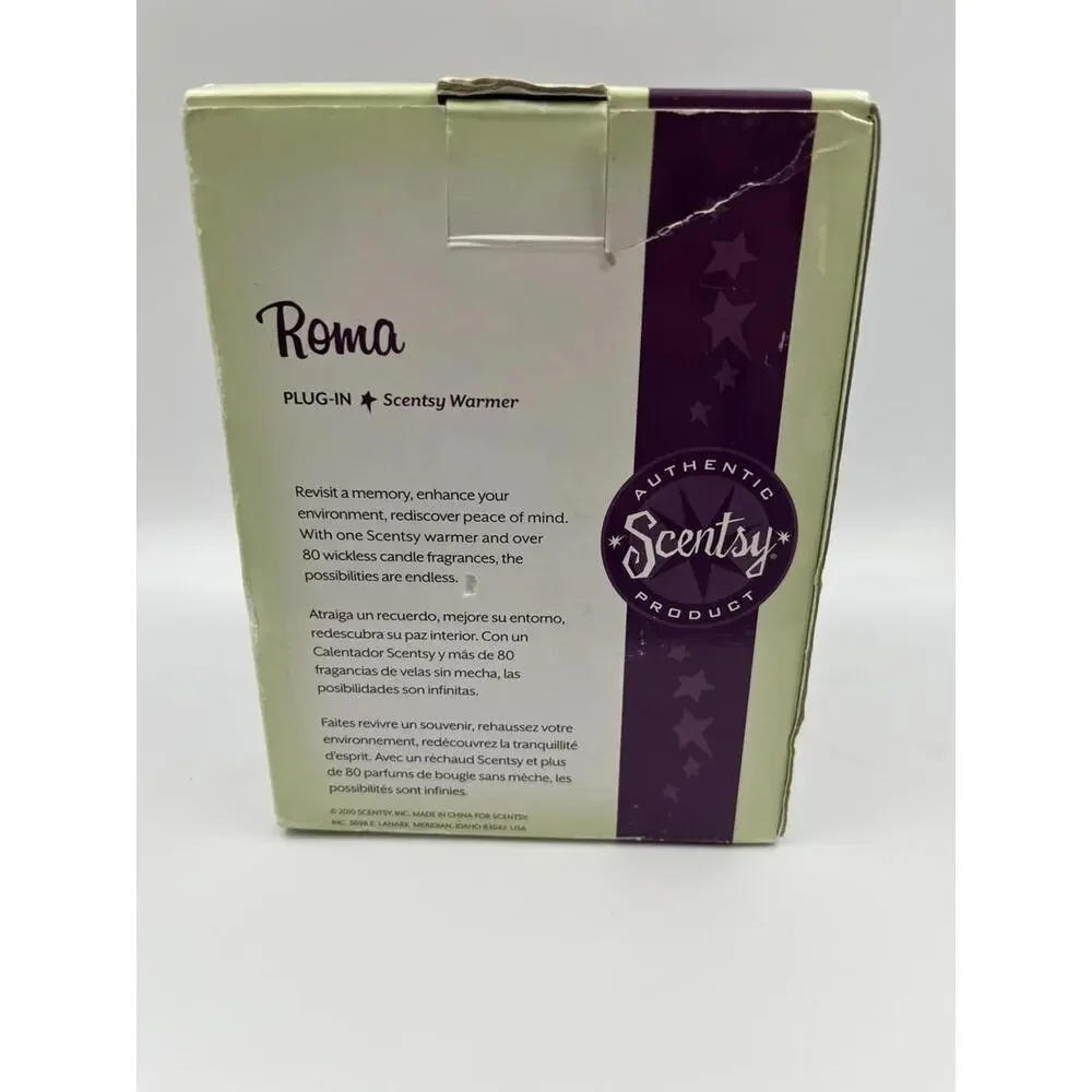 Retired Scentsy Roma Red Ceramic Plug-In Wax Warmer Round Shape w/ Box - Picture 7 of 8